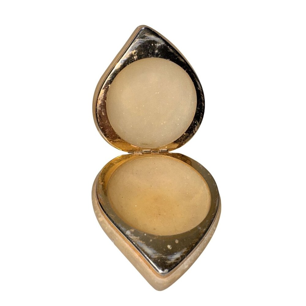 Vintage Alabaster Heart-Shaped Trinket Box With Gold-Toned Hinges - Picture 4 of 7